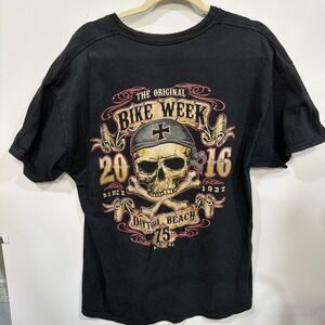Daytona Beach Bike Week Shirt Mens‎ X-Large Black  2016 Skull Biker Graphic Tee